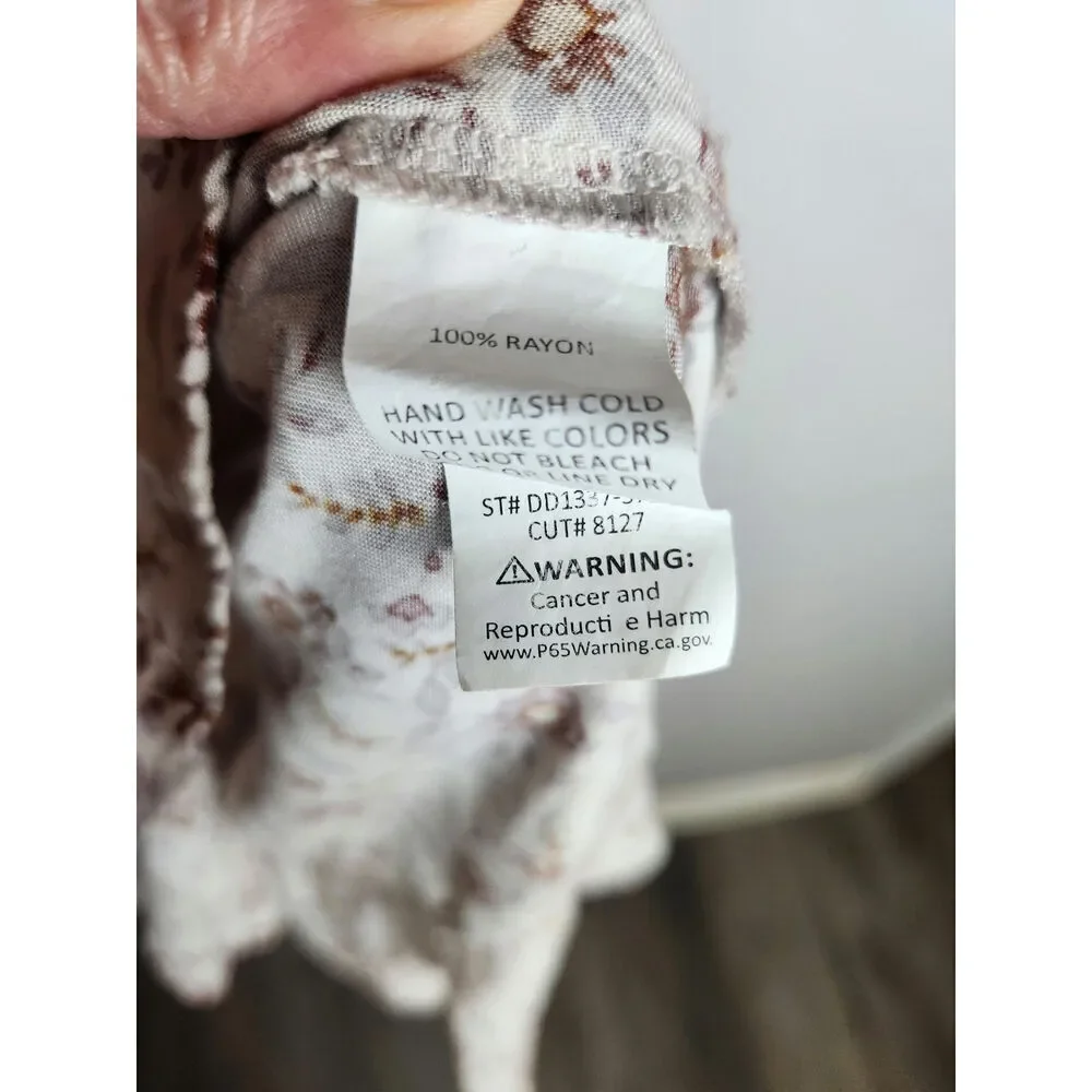 Naif Floral faux wrap Ruffled dress sz L cottagecore boho floral Prairie - Picture 7 of 10